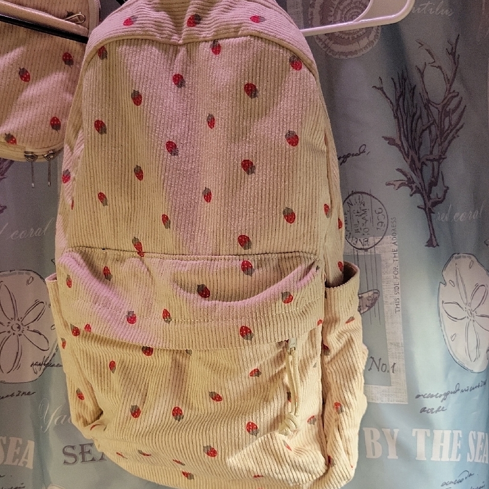 Strawberry Patterned Backpack With Matching Lunch… - image 6